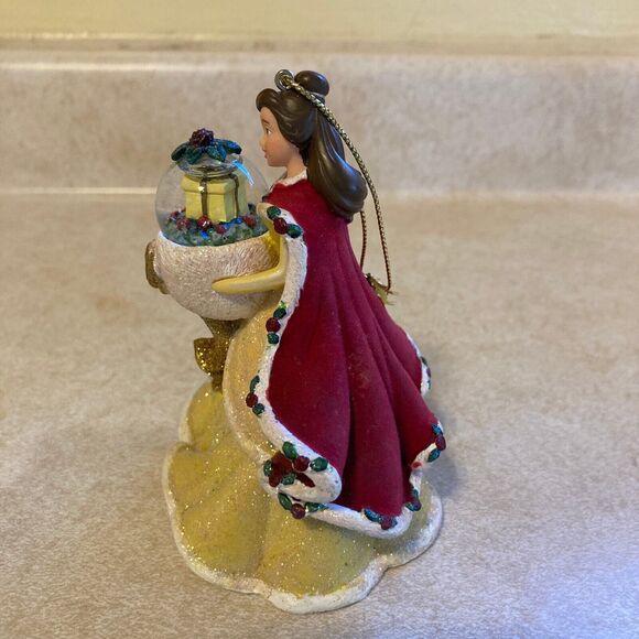 Disney Princess Belle Ornament with Flocked Cape Holding Snow Globe - Picture 2 of 6